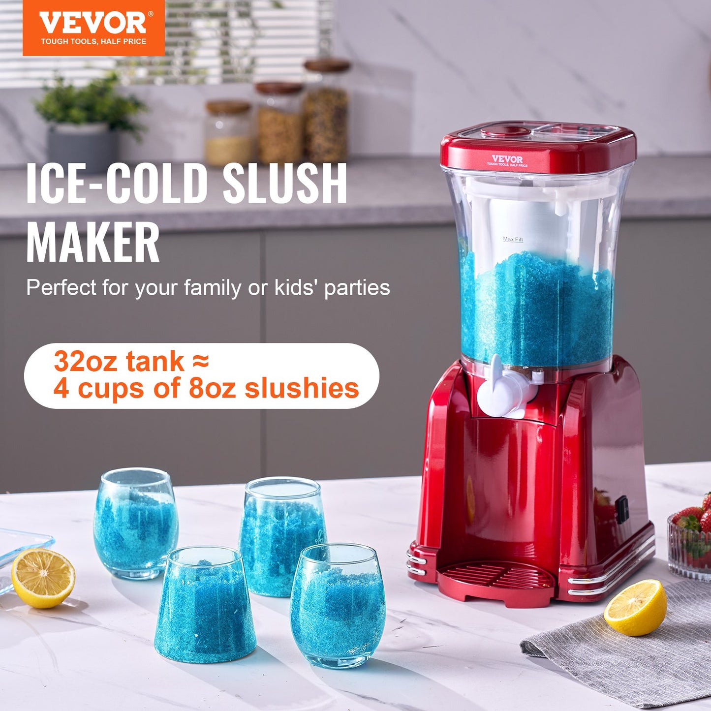 VEVOR Slushy Machine for Home, 32oz Tank Home-use Margarita Machine, Smoothie Frozen Drink Maker,-$55