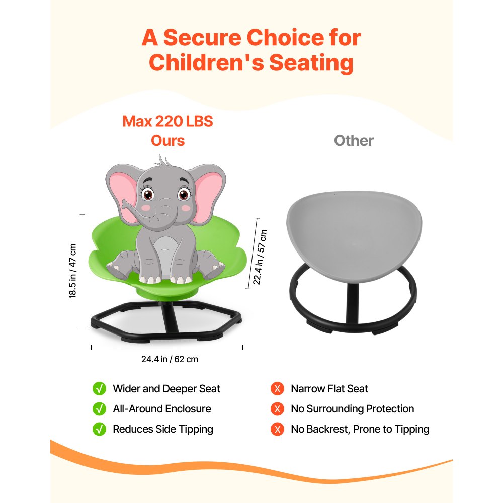 VEVOR Kids Swivel Chair, 220 lbs Capacity, Cylinder Shape Spinning Chair, Sensory Toy Seat,-$80