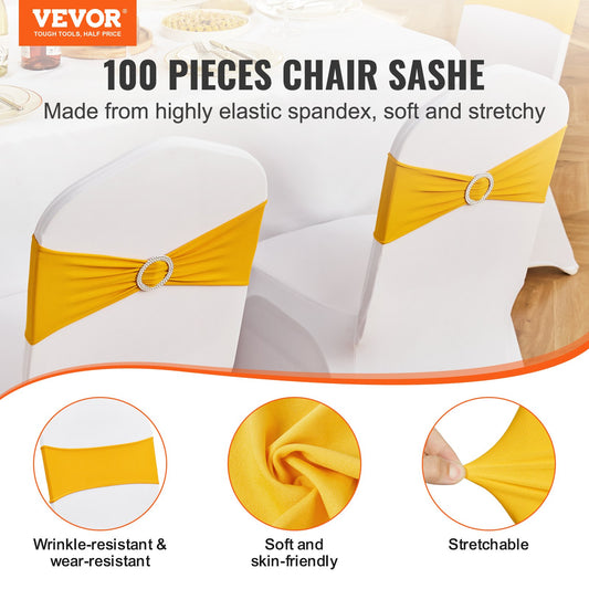 VEVOR Stretch Spandex Chair Sashes, Chair Slipcover and Stretch Chair Sash with Round Buckle,-$40