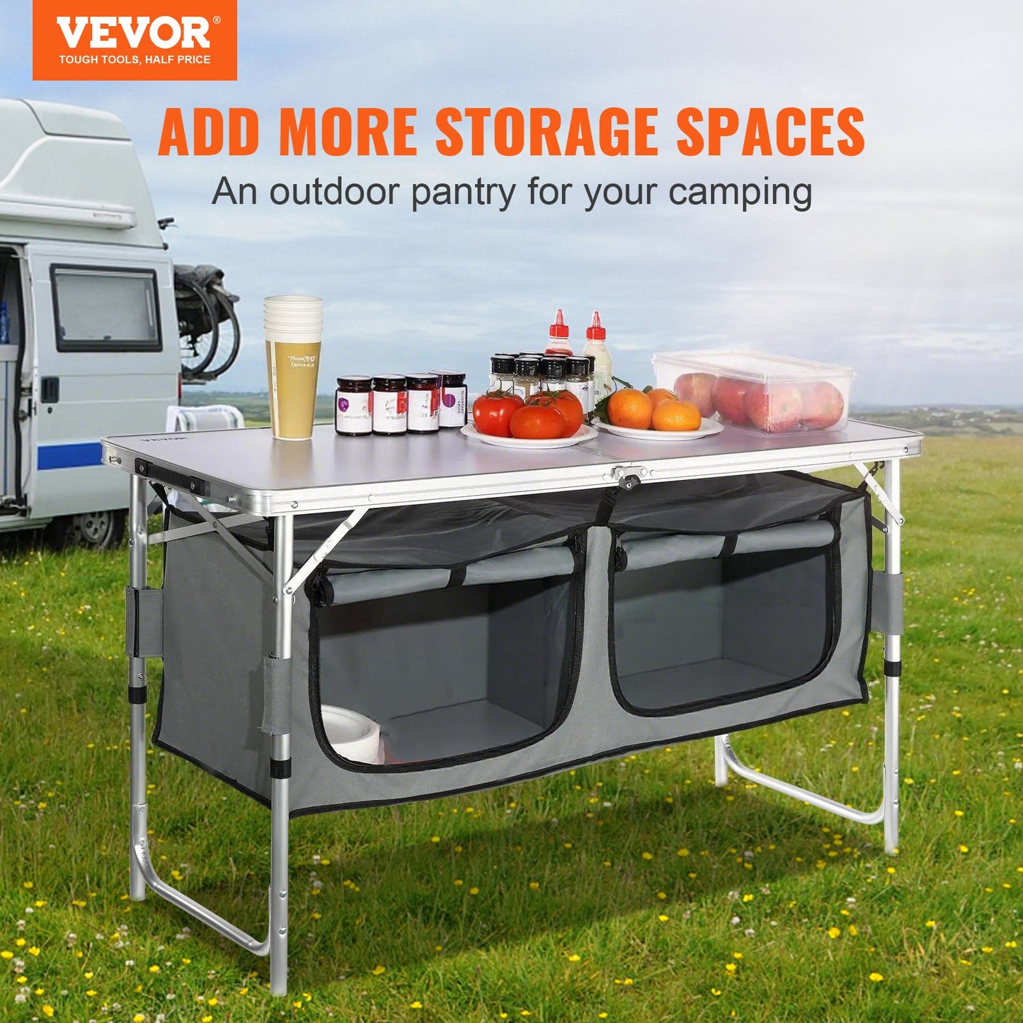 VEVOR Camping Kitchen Table, Quick set-up Folding Camping Table with A Carrying Bag, -$45