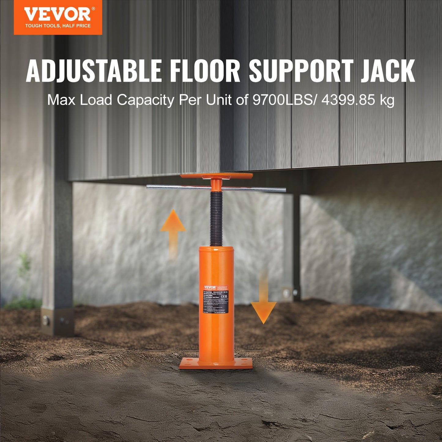 VEVOR House Floor Jack, 12"-16" Height Range, 9700 lbs Max Load Capacity, Adjustable Support ,-$25