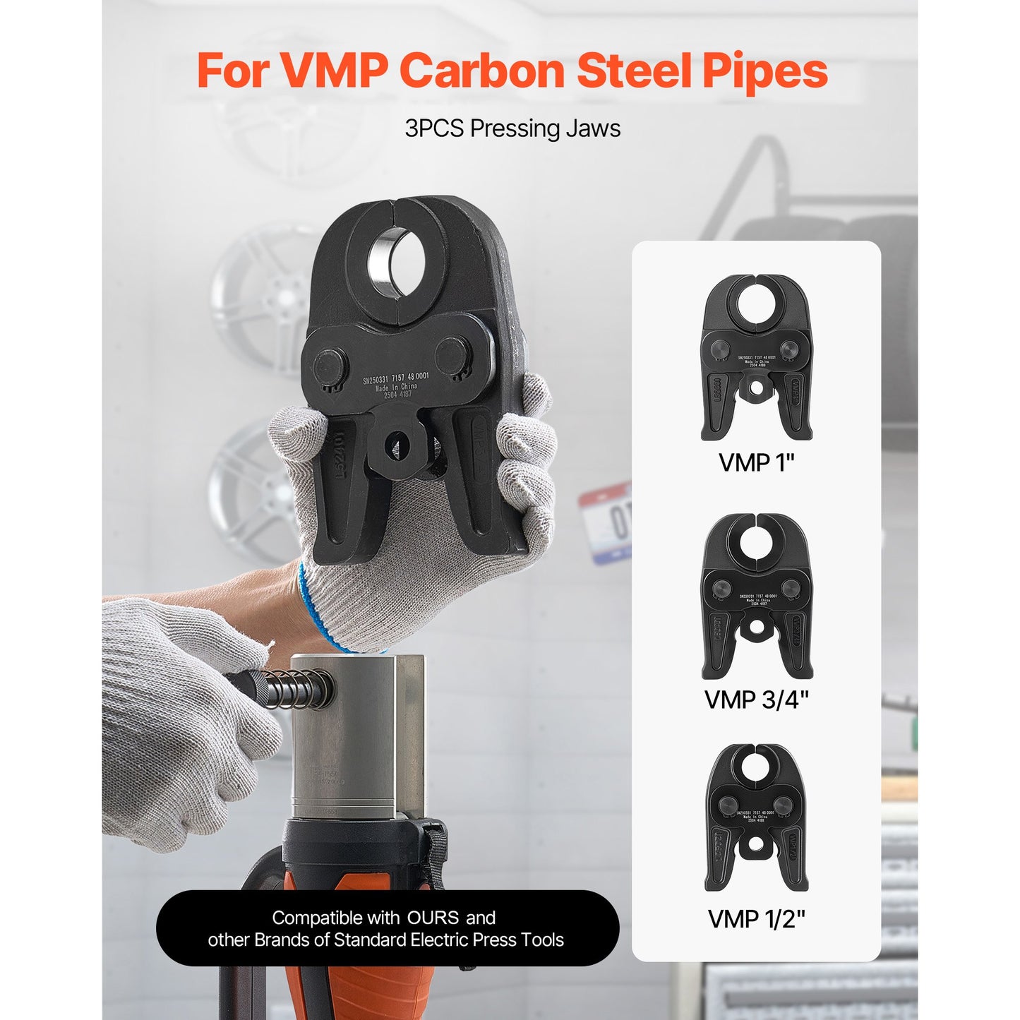 VEVOR VMP Press Jaws, 3PCS Pressing Jaws 1/2", 3/4" & 1" - Compatible with Megapress Carbon,-$210