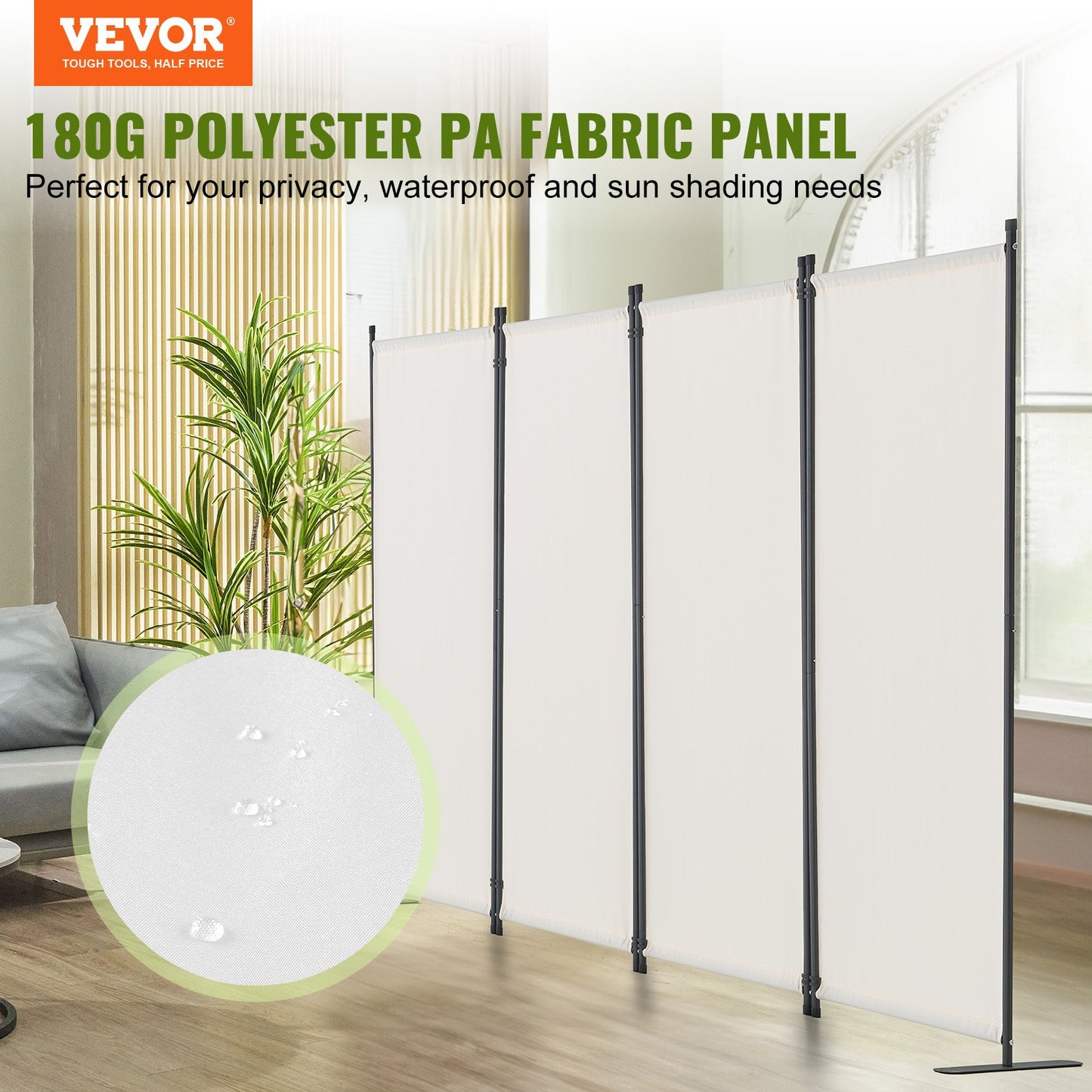 VEVOR Room Divider, 4 Panel Room Dividers and Folding Privacy Screens, Fabric Partition Room Dividers,-$55