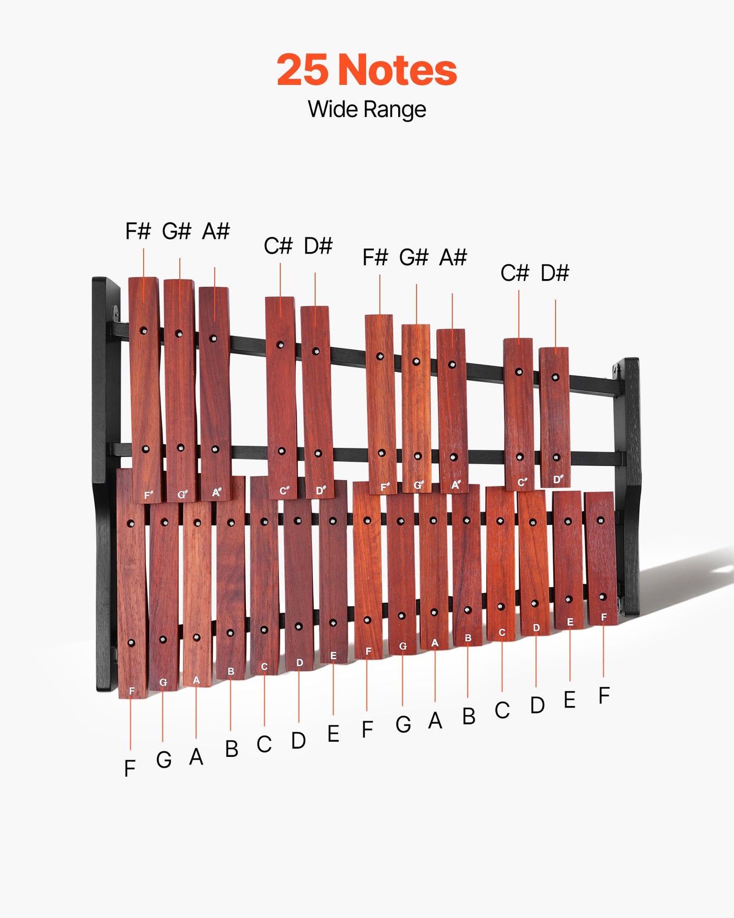 VEVOR Glockenspiel Xylophone, 25 Notes, Wooden Professional Xylophone Percussion Instrument,-$60