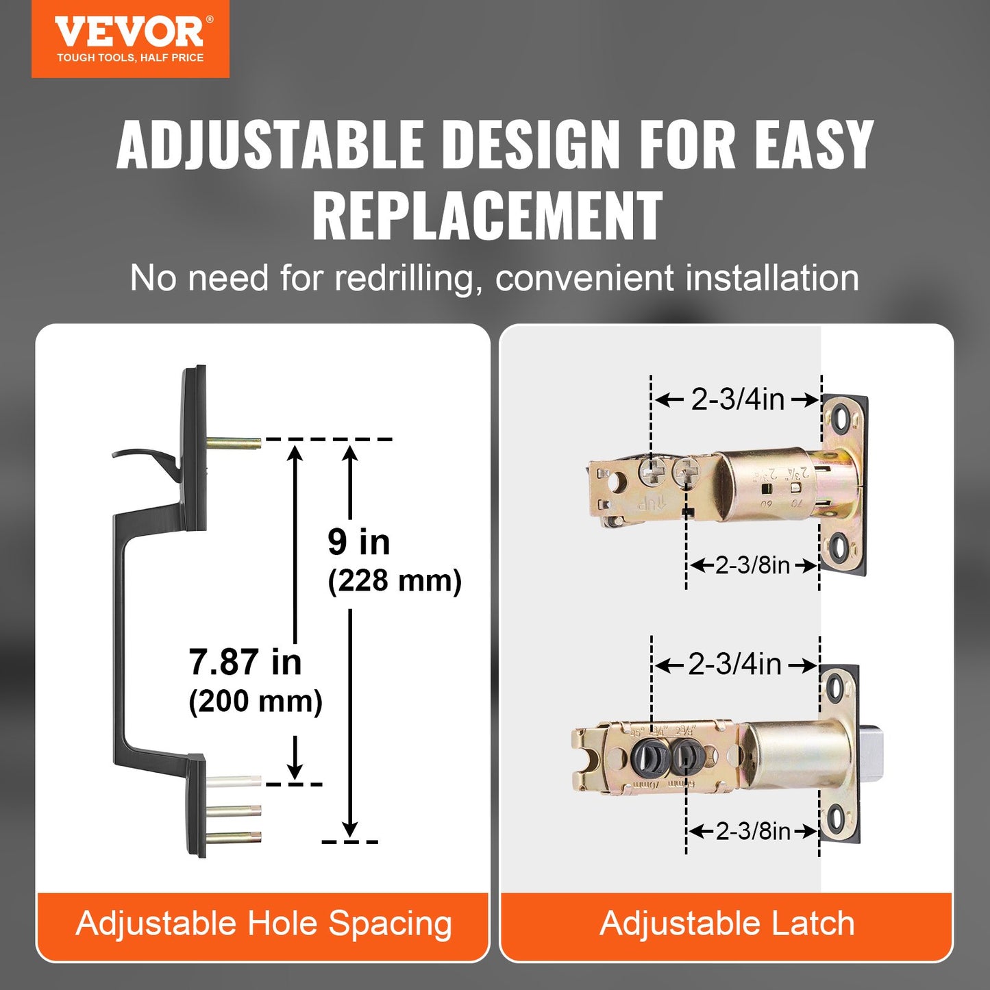 VEVOR Front Door Handle and Deadbolt Set, Square Entry Handle Set with Lever, Single Cylinder,-$35