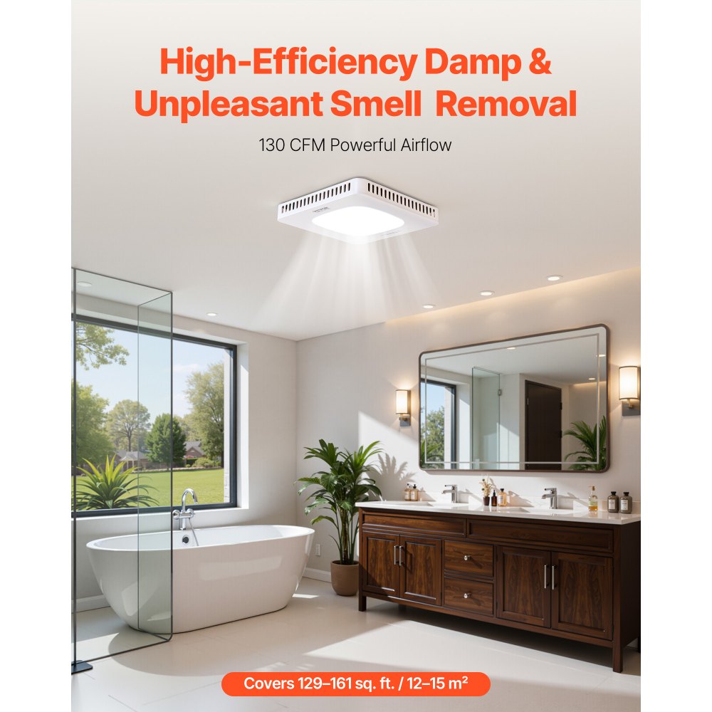 Open Box VEVOR Bathroom Exhaust Fan with LED Light, 130 CFM Bathroom Vent Three Gear Color Temp,-$40