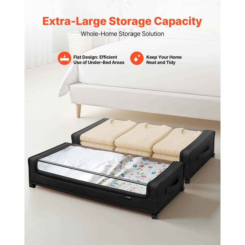 VEVOR Under Bed Storage with Wheels, 30.3 x 18.5 x 6.8 inch, Underbed Containers,-$30