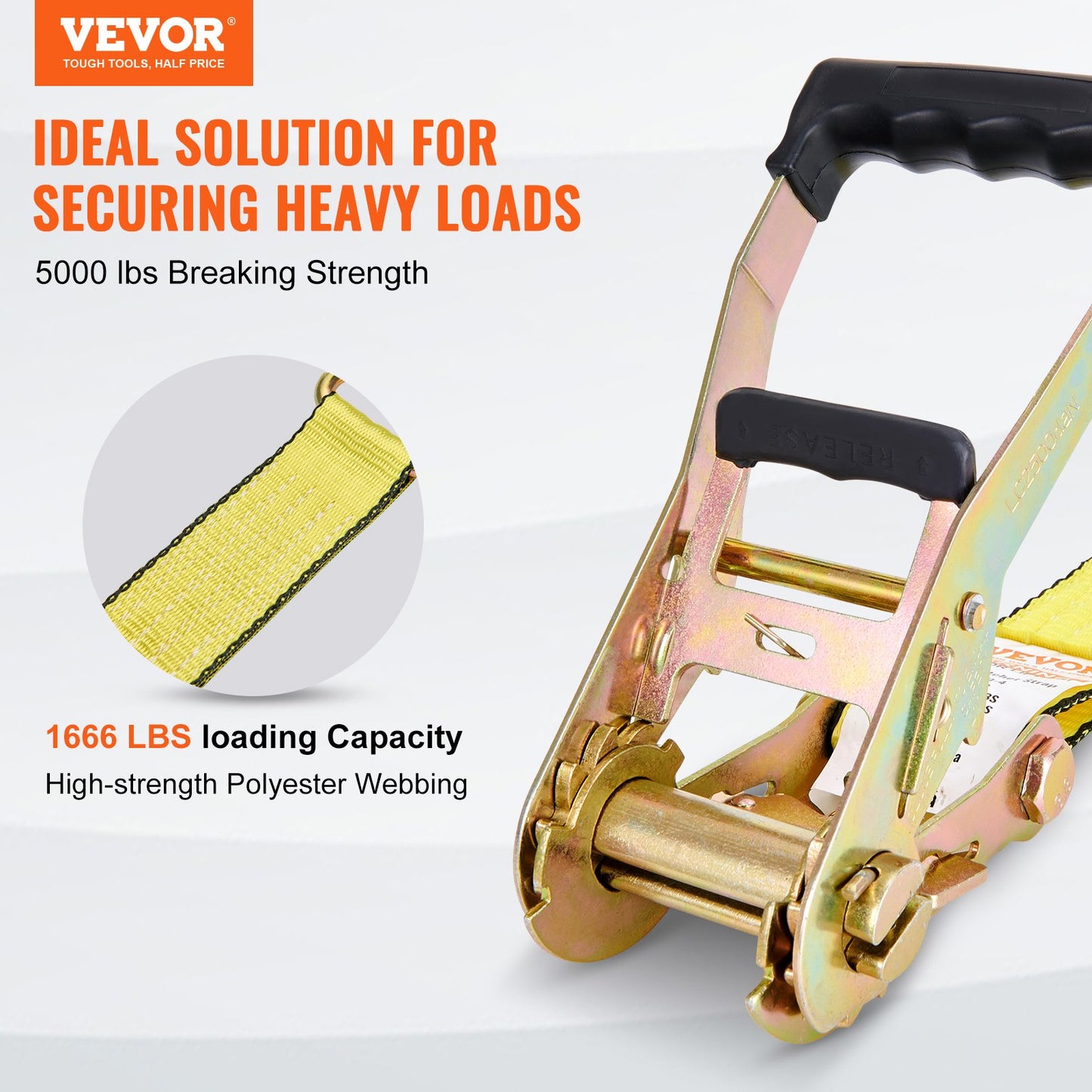 VEVOR Ratchet Tie Down Straps (4PK), 5000 lb Break Strength, Double J Hook Includes 4 Premium,-$35