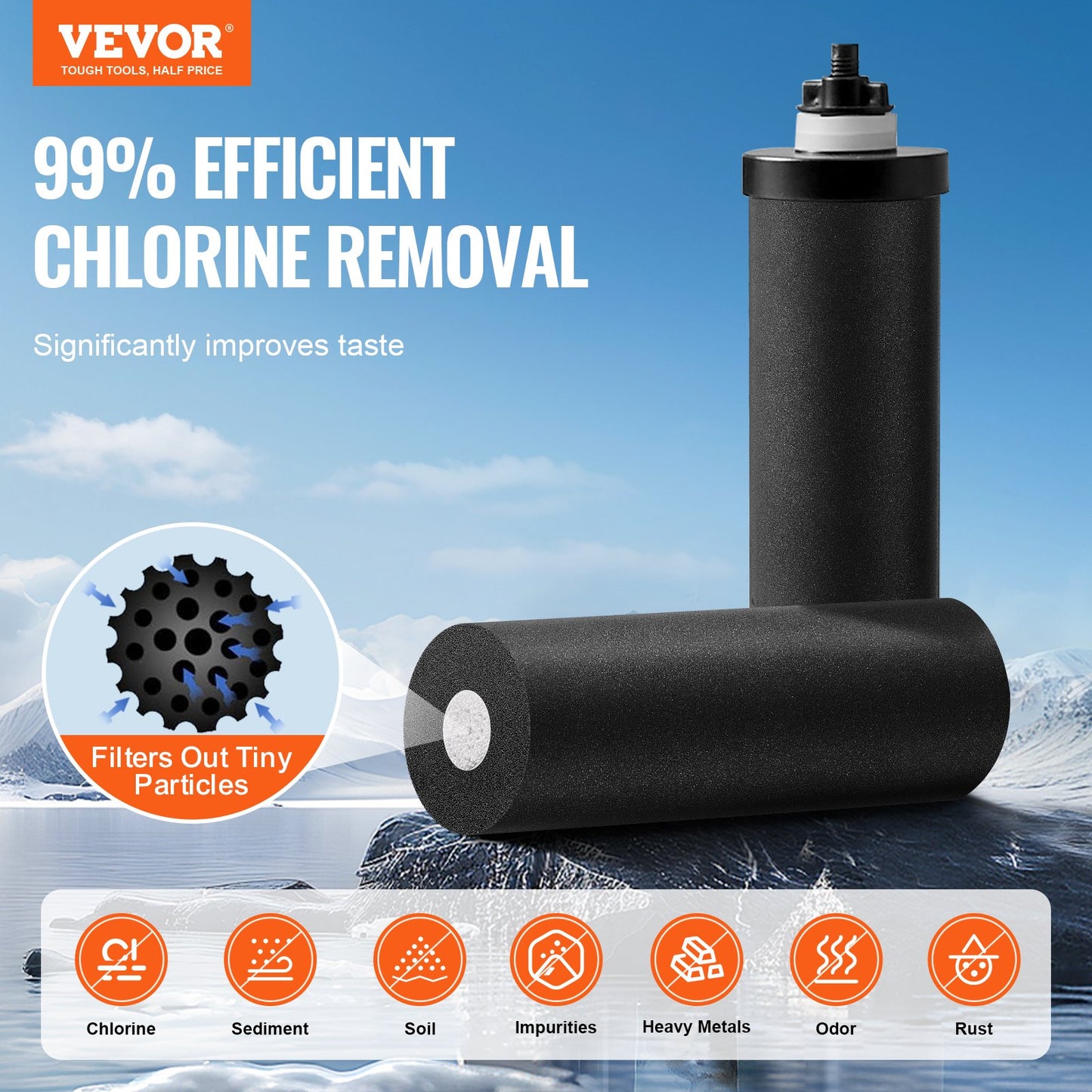 VEVOR Gravity-fed Water Filter System, 2.25G 304 Stainless-Steel Countertop System,-$80