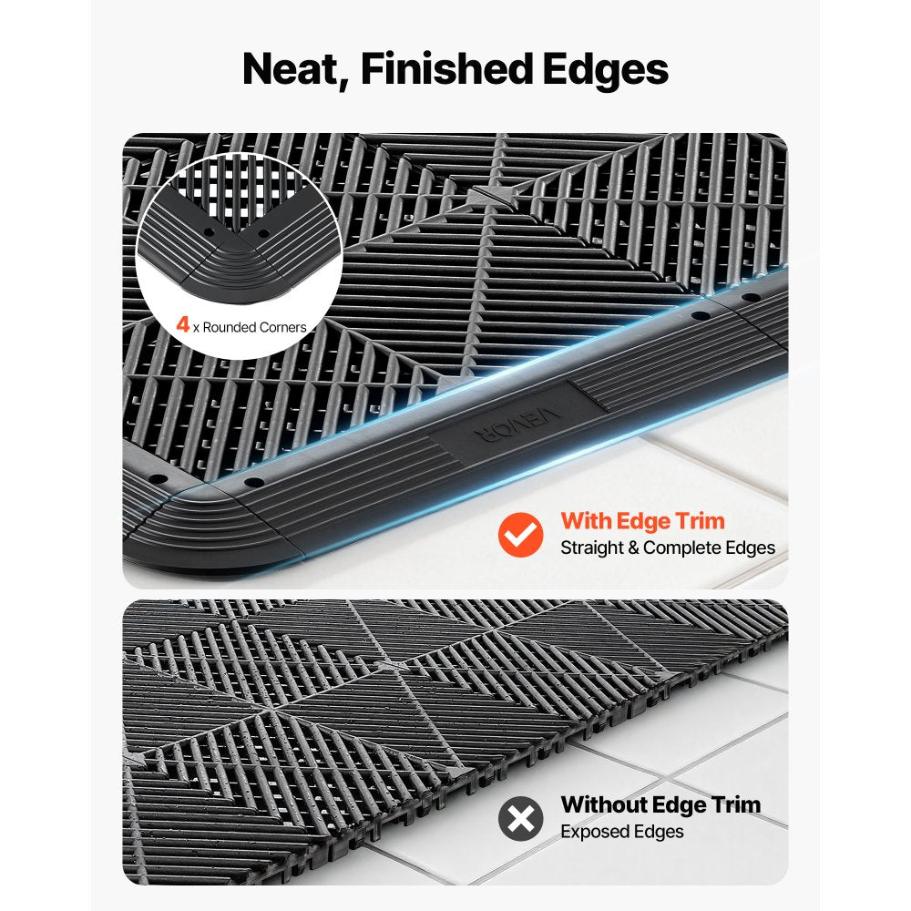 VEVOR Transition Edge Kit, 11-Piece, Durable PP Interlocking Modular Garage Floor Edging,-$15