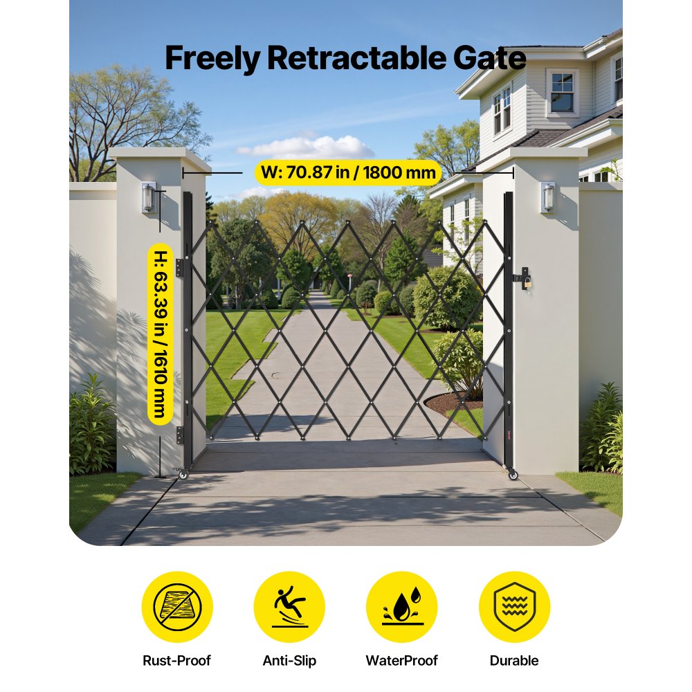 VEVOR Single Folding Security Gate, Lockable Scissor Gate with 360° Swivel Casters,-$85