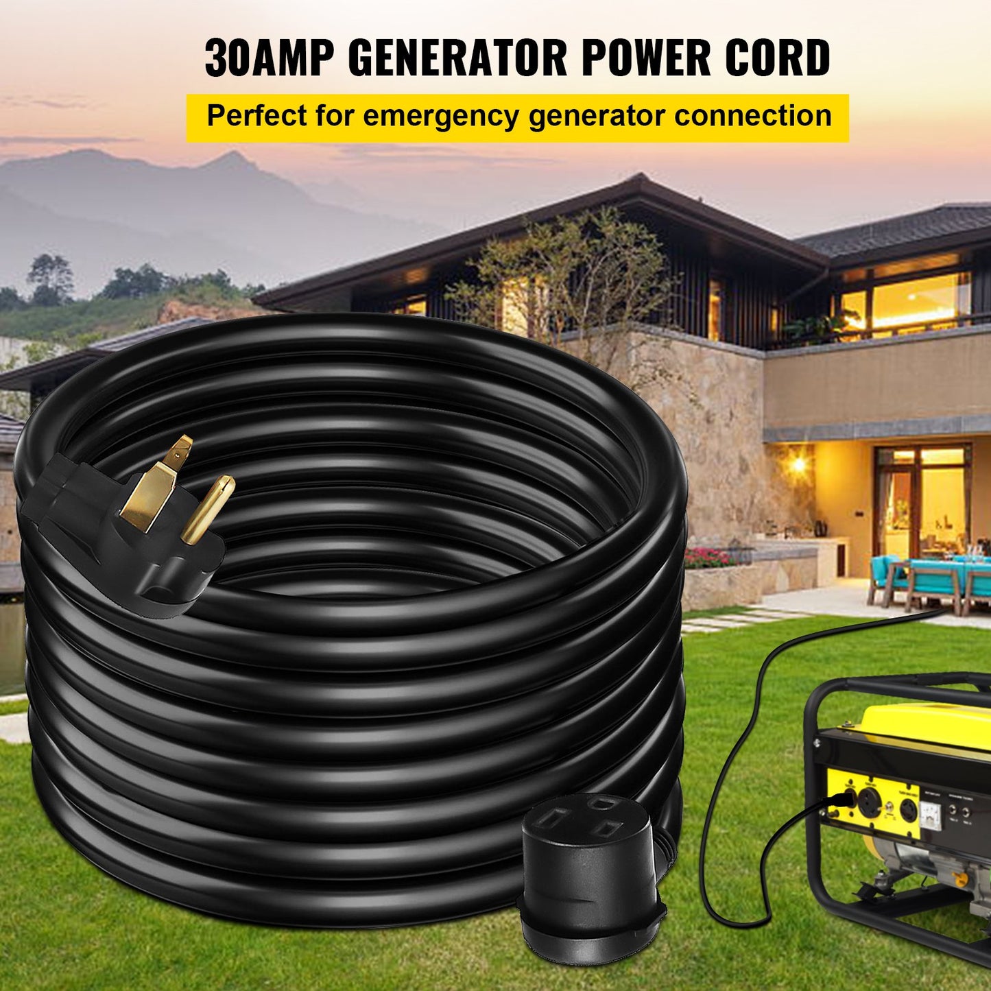 VEVOR Welder Extension Cord, 30 Amp 50 ft, NEMA 6-50P, 10/3 AWG, 250V, 7500W Heavy Duty Welder Cable