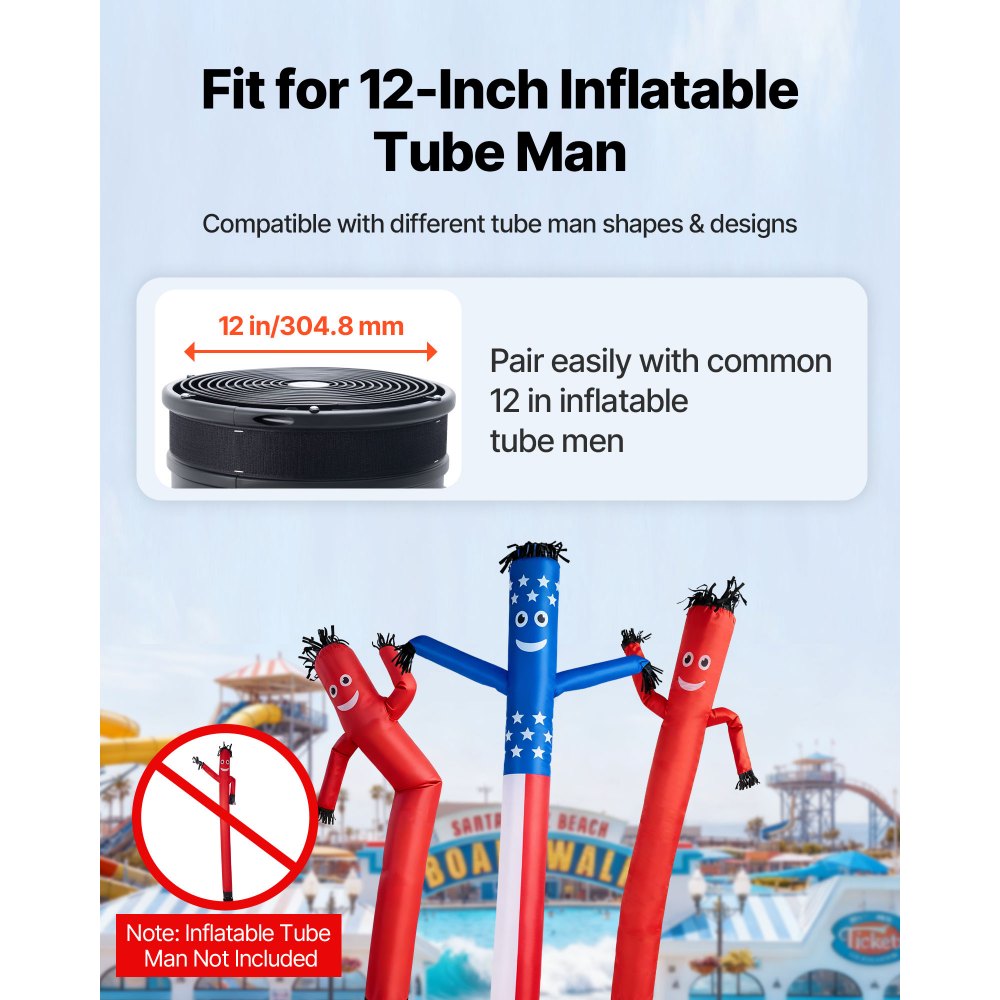 VEVOR Inflatable Tube Man Blower, 1/2 HP 370W, PP Blower Fan for Wacky Waving Tube Guy, IPX3 Waterproof,-$85