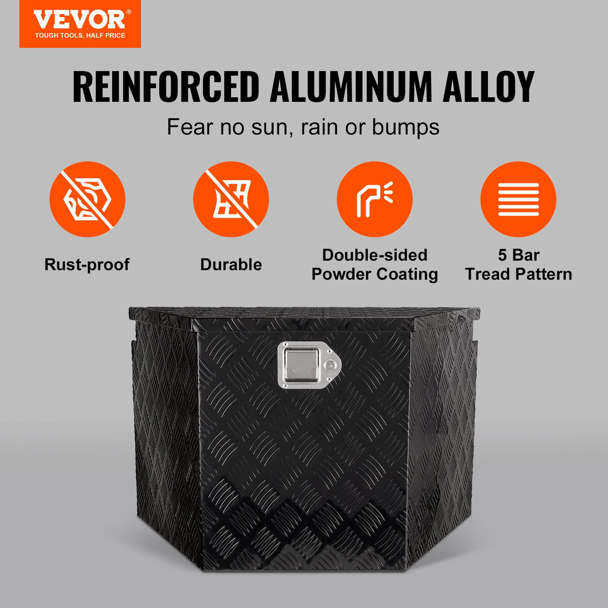 VEVOR Trailer Tongue Box,Aluminum Alloy Diamond Plate Tongue Box Tool Chest,Heavy Duty with Lock & Keys,Utility Trailer Tongue Box for Pickup Truck,RV,Trailer