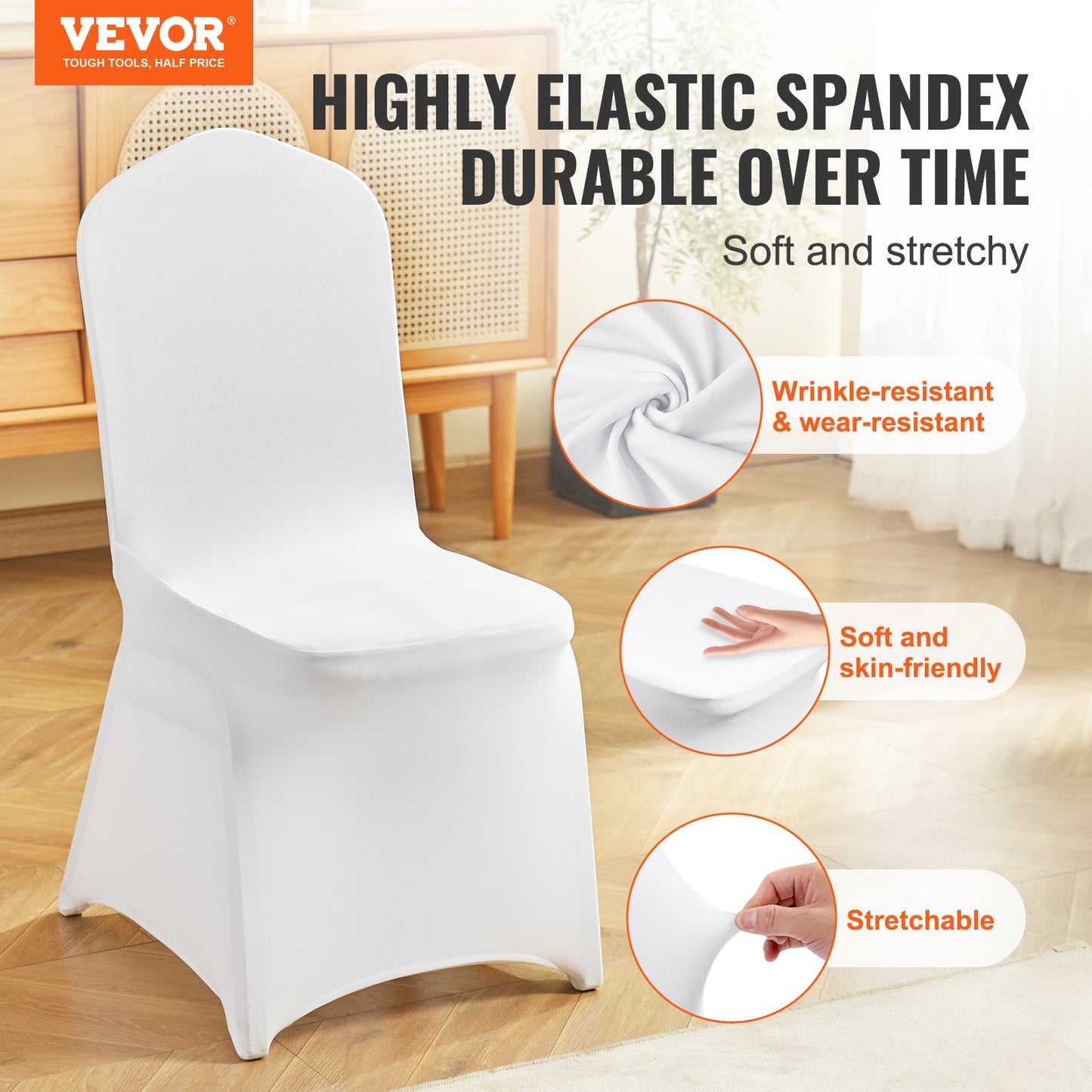 VEVOR Stretch Spandex Folding Chair Covers, Universal Fitted Chair Cover, Removable(30PCS White)-$45
