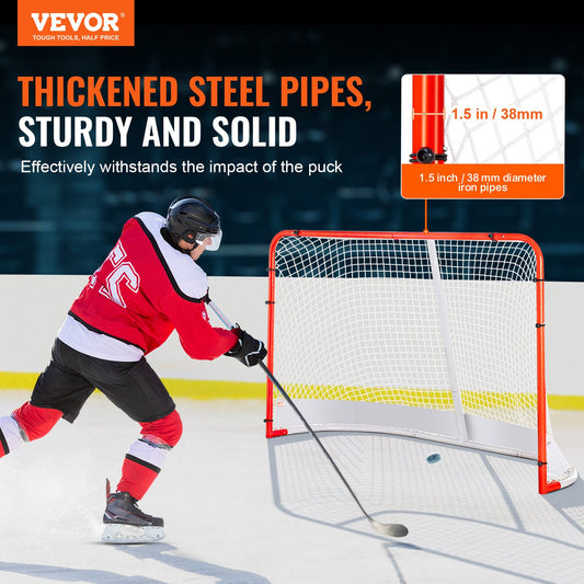 VEVOR Street Hockey Net, Indoor Outdoor Steel Hockey Goal, Official Regulation Pro Hockey,-$75