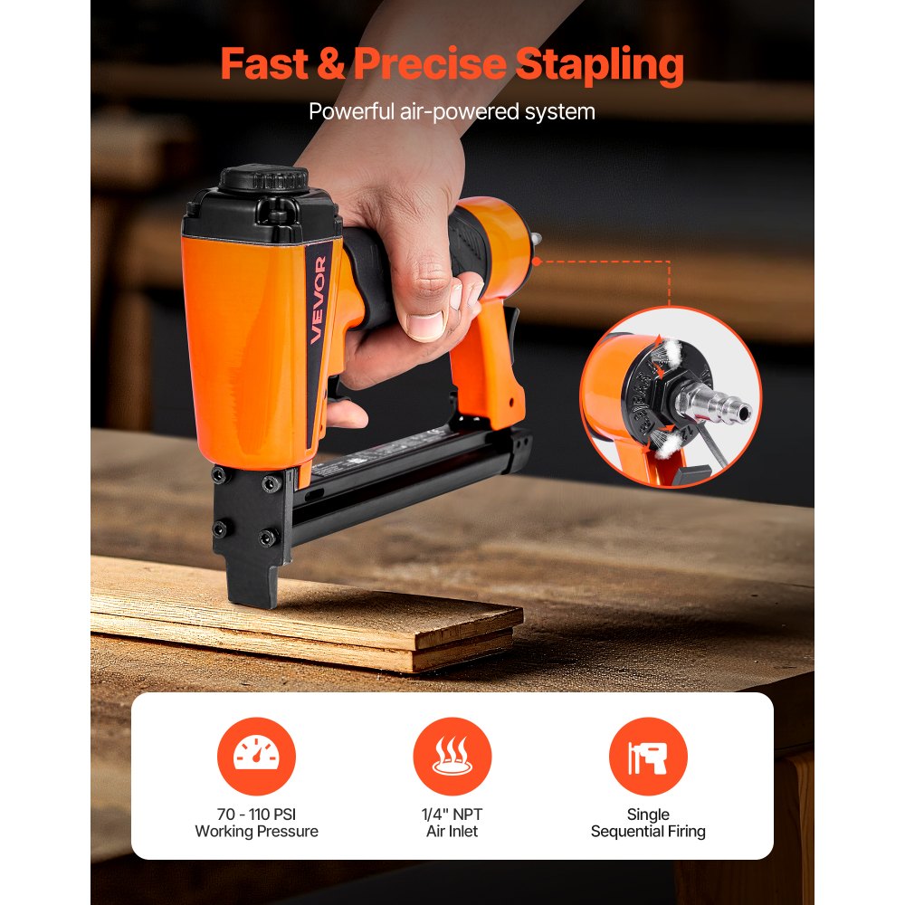 VEVOR Pneumatic Staple Gun, 21 Gauge Pneumatic Upholstery Stapler for 80 Series 1/2-inch,-$20