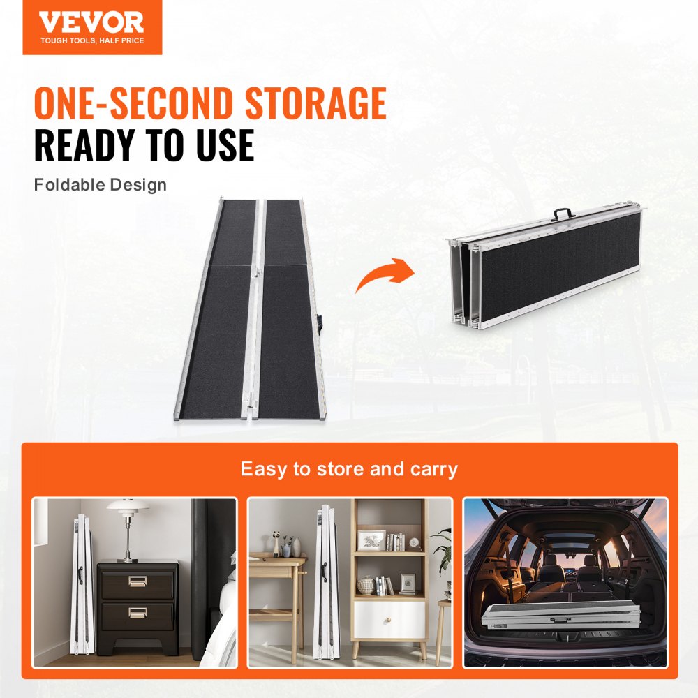 VEVOR Portable Wheelchair Ramp, 10 ft 800 lbs Capacity, Non-Slip Alumi ...