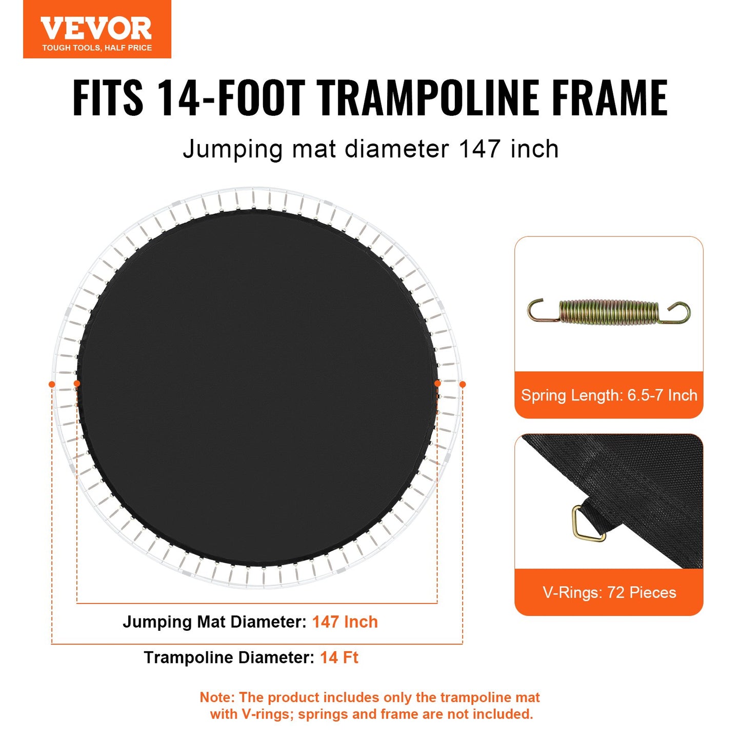 VEVOR Replacement Trampoline Mat, Jumping Mat Fits 14ft Frame, Universal Jumping Mat Trampoline,-$50