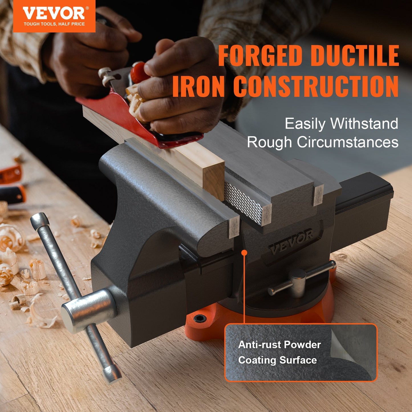 VEVOR Bench Vise, 6.5" Jaw Width 6.5" Forward &9.3" Reverse Opening, 360° Swivel Base,-$70
