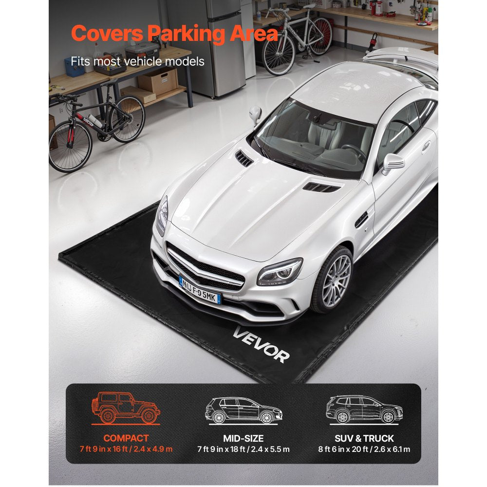 VEVOR Containment Mat, 7 ft 9 in x 16 ft, Non-Slip PVC Garage Floor Mat w/a Cleaning Squeegee,-$60