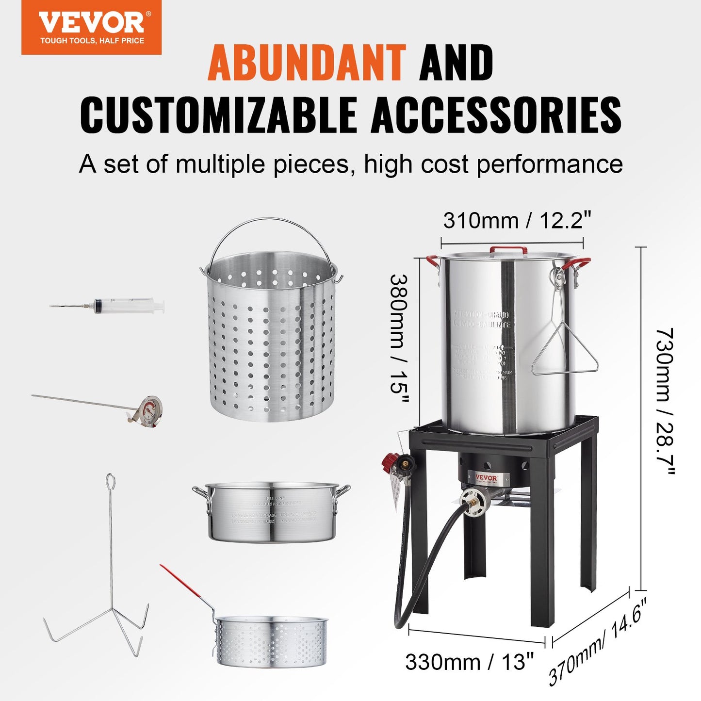 VEVOR Turkey Deep Fryer, 30-qt Turkey & 10-qt Fish Steamer Cooker Set, Outdoor Aluminum Seafood,-$90