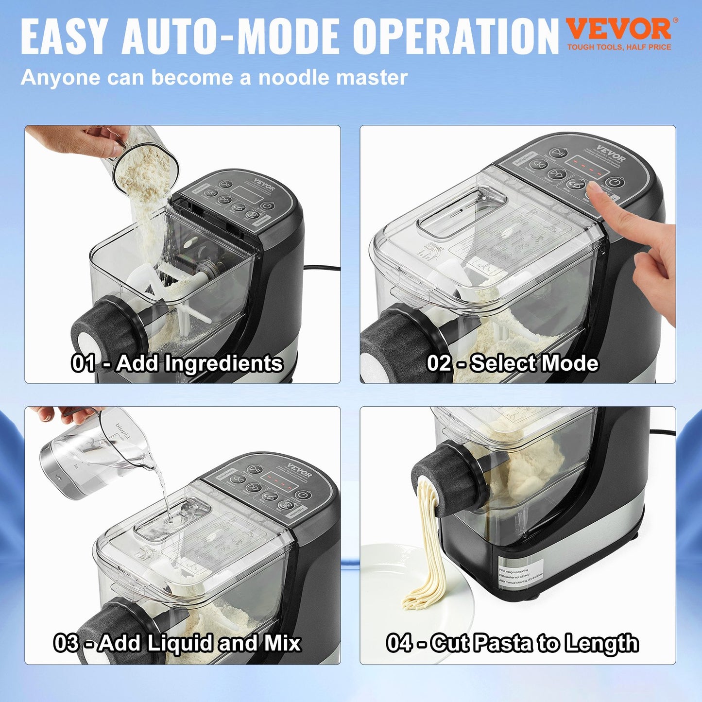 VEVOR Electric Pasta Maker, 150W Automatic Noodle Maker Machine with 8 Pasta Shapes,-$70
