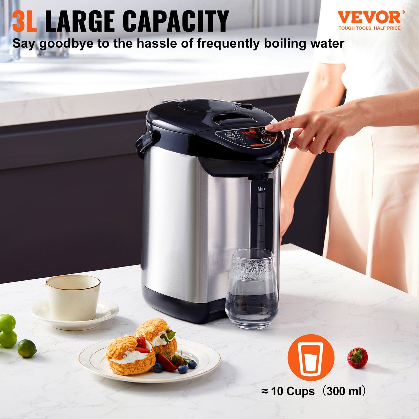 VEVOR Hot Water Dispenser, Adjustable 4 Temperatures Water Boiler and Warmer, 304 Stainless,-$55