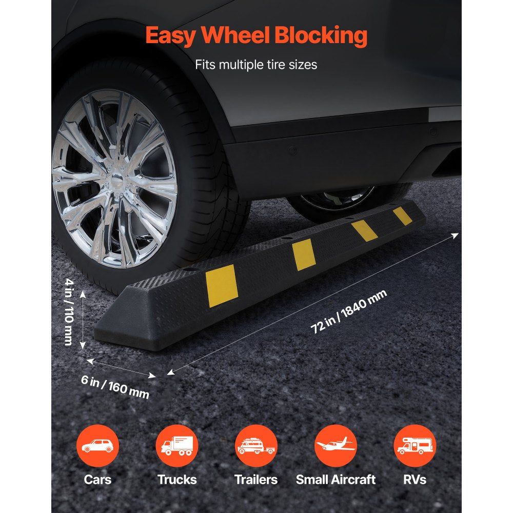 VEVOR Parking Stopper, 72 Inch Heavy Duty Parking Aid for Garage, Rubber Curb Garage Floor Stopper,-$50