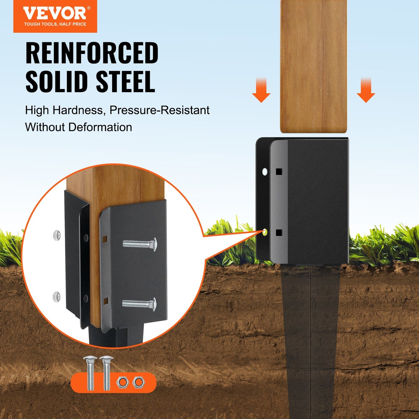 VEVOR Fence Post Anchor Ground Spike, 6 Pack 24 x 4 x 4 In Outer Diameter (Inner3.5 x3.5 In)-$55