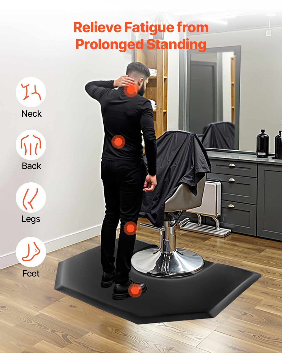 VEVOR Salon Mat for Hair Stylist, 4 x 5 FT Hexagon Salon Chair Mat Anti Fatigue, 1-inch Thickened,-$85
