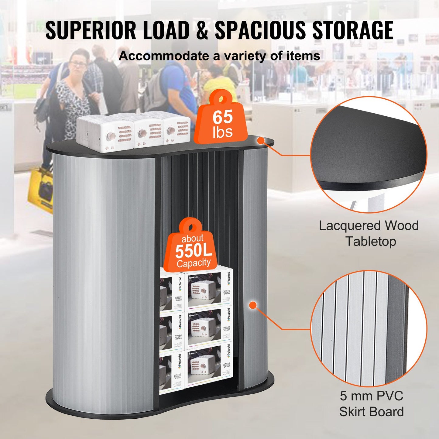 VEVOR Portable Tradeshow Podium Table, 35.43" x 19.29" x 37.01", Display Exhibition Counter Stand,-$80