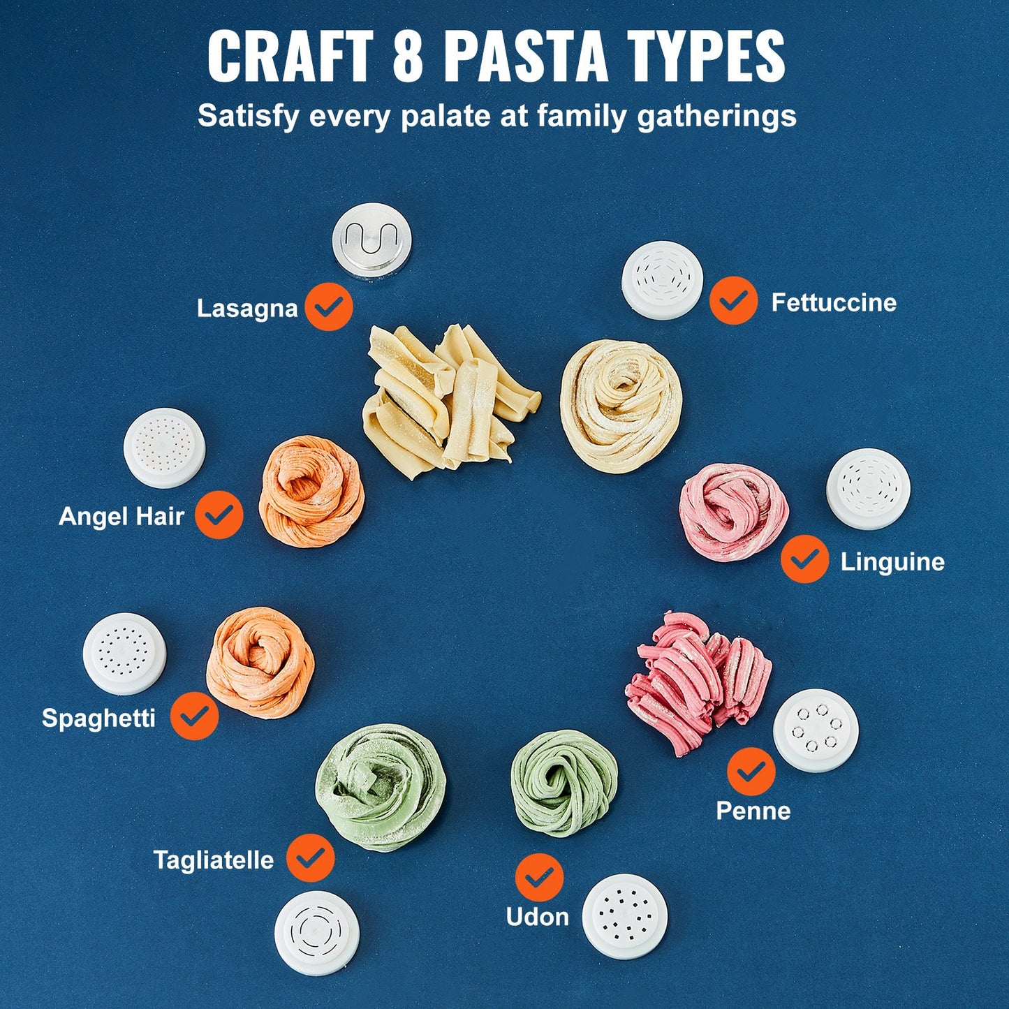 VEVOR Electric Pasta Maker, 150W Automatic Noodle Maker Machine with 8 Pasta Shapes,-$70