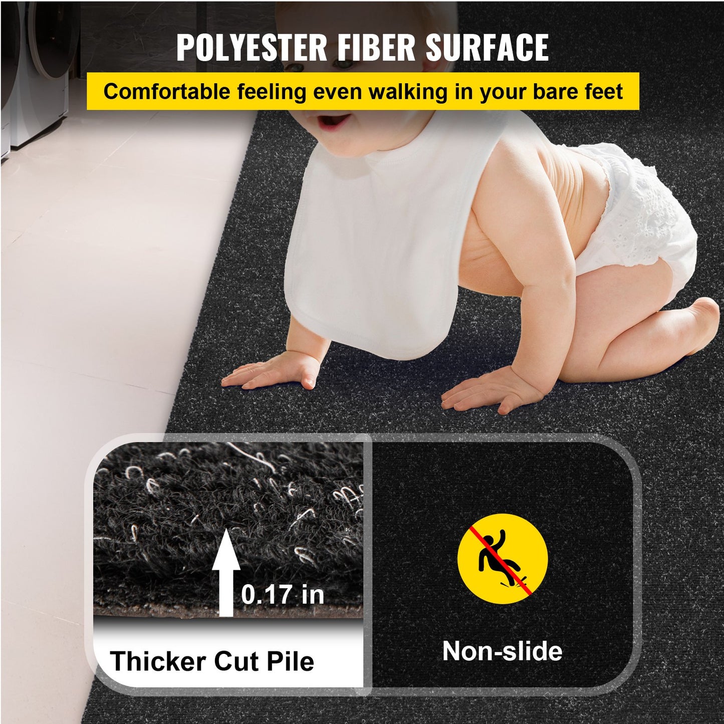 VEVOR Boat Carpet, 6 ft x 13.1 ft Marine Carpet for Boats, Waterproof Black Indoor Outdoor Carpet,-$50