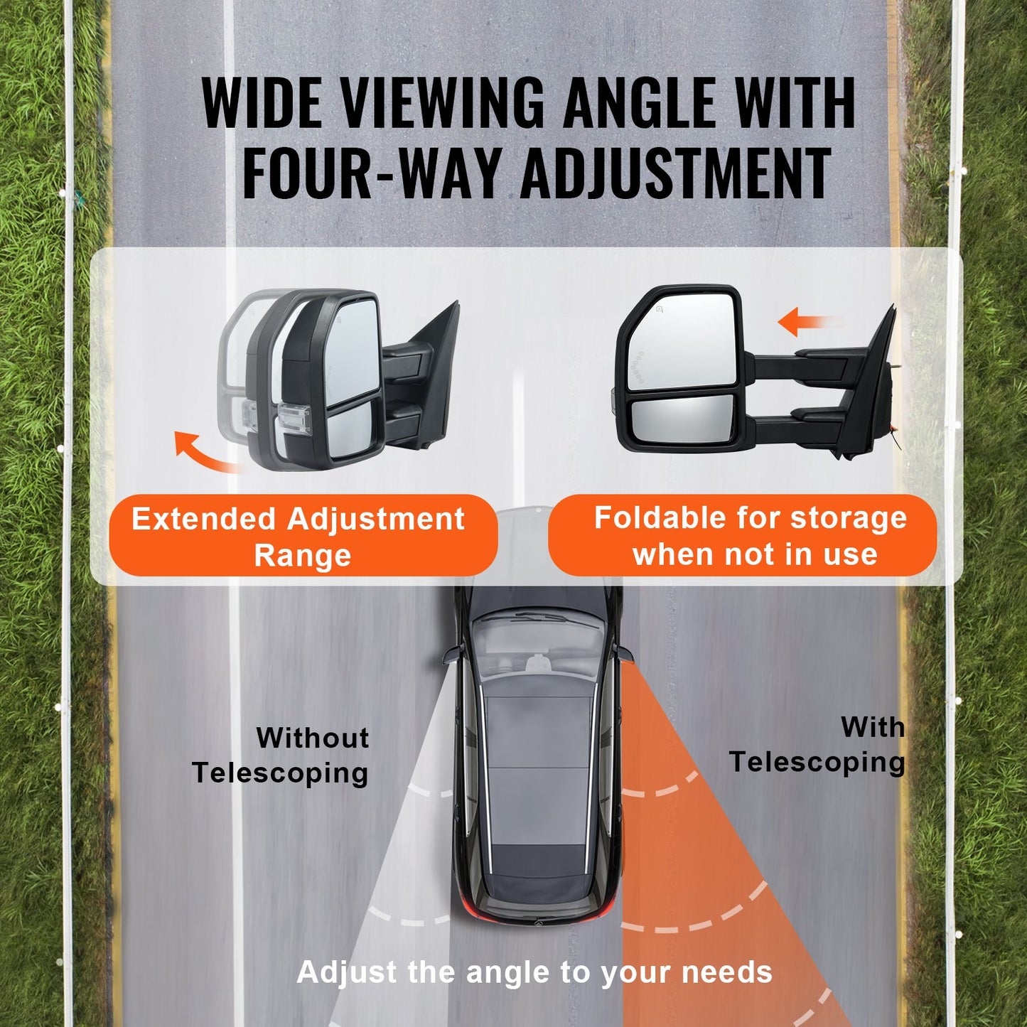 VEVOR Towing Mirrors, Left & Right Pair Set for 2015-2018 Ford F150, Power Heated with Signal Light,-$250