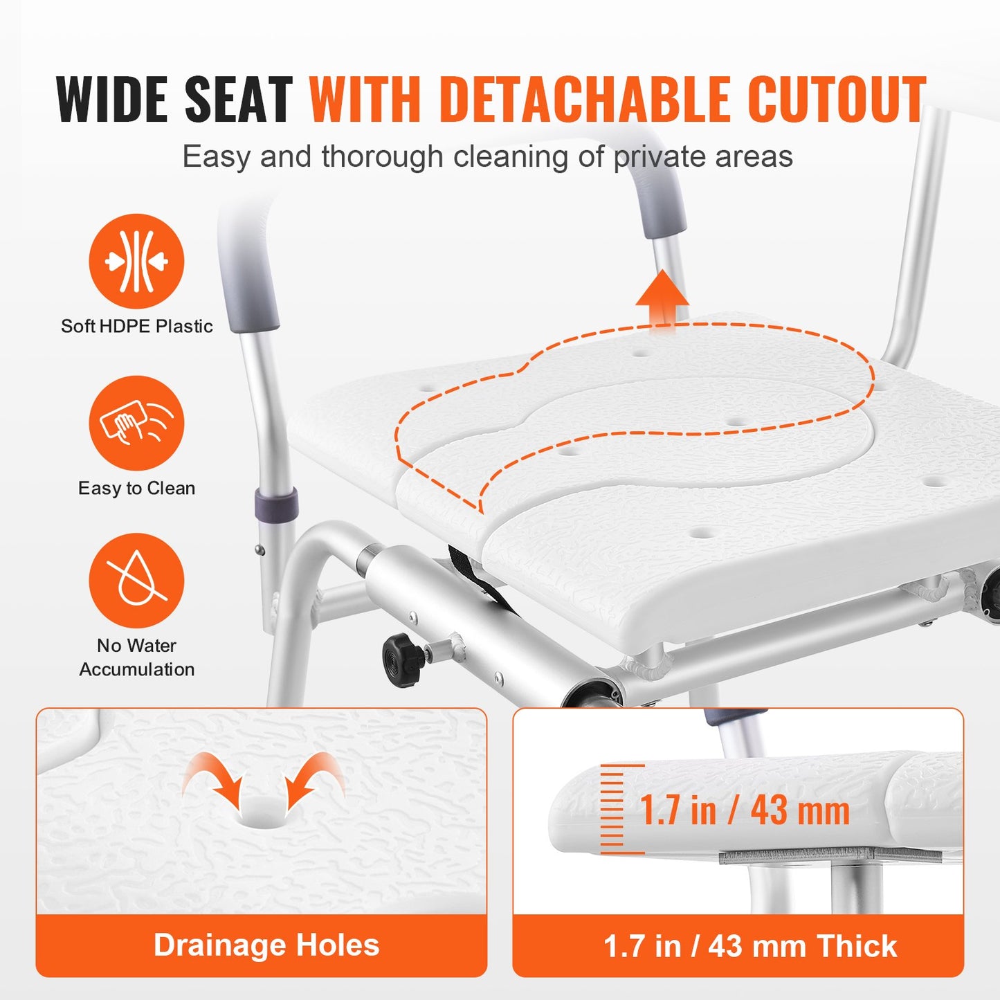 VEVOR Sliding Tub Transfer Bench, Height Adjustable Bathtub Transfer Bench with Cut‑Out Seat,-$75