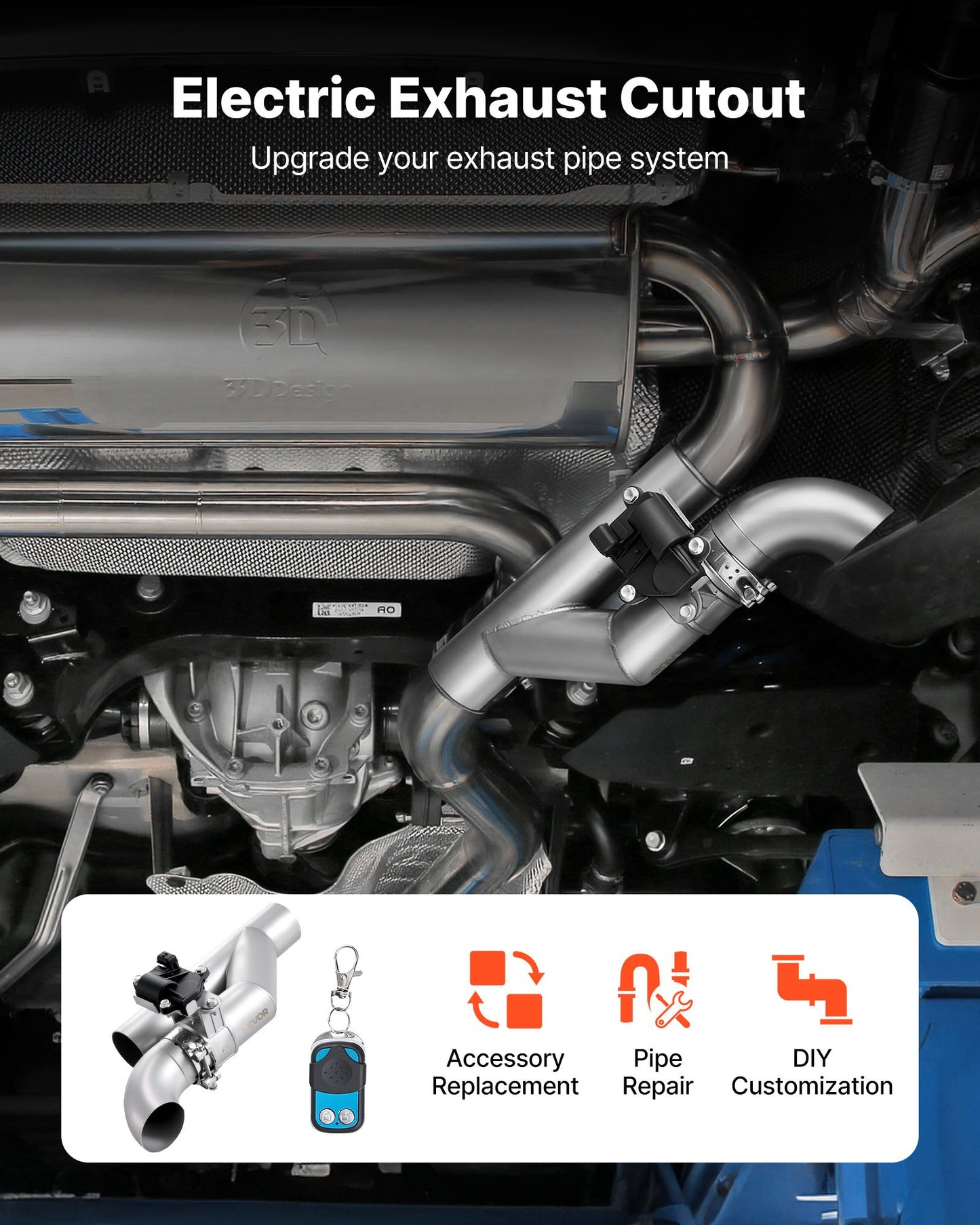 VEVOR Electric Exhaust Cutout, 2.5 Inch Universal Stainless Steel Exhaust Valve Kit W/ One Controller Kit, -$80