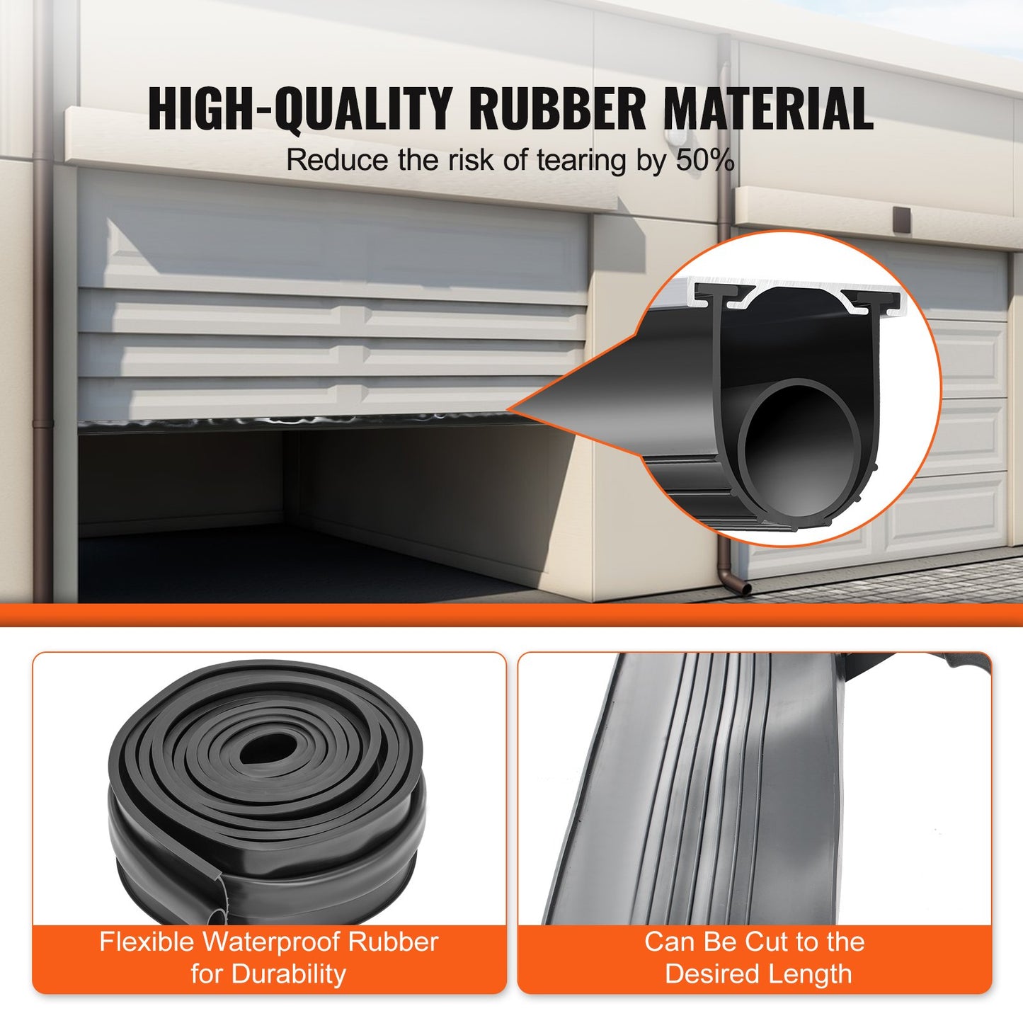 VEVOR Garage Door Seals Bottom Rubber, U Shape +O Ring Garage Door Bottom Weather Seal,-$25