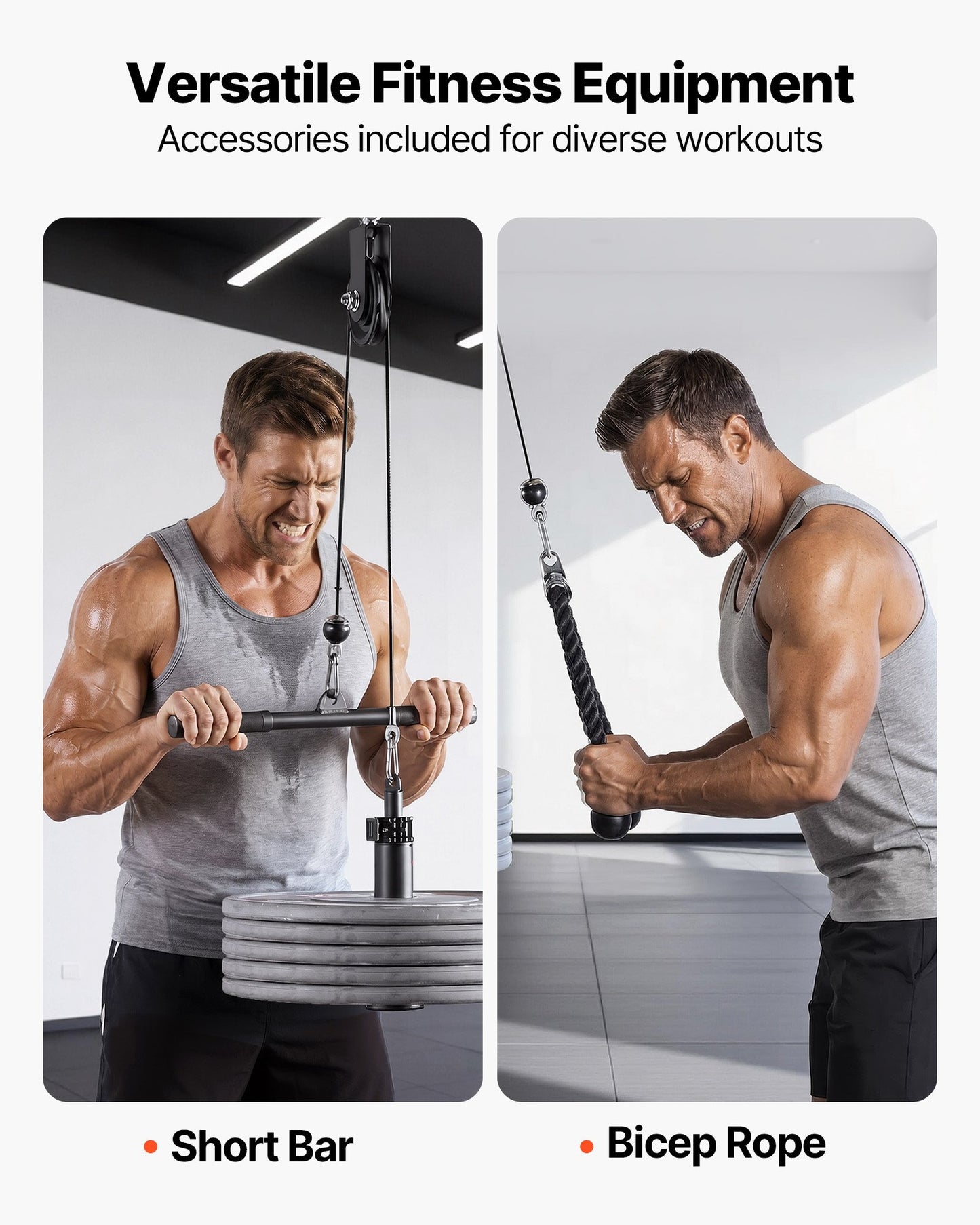 VEVOR Pulley System, 1 PC LAT and Lift Pulley System, Gym Rack Pulleys Attachment w/two Cables, -$25