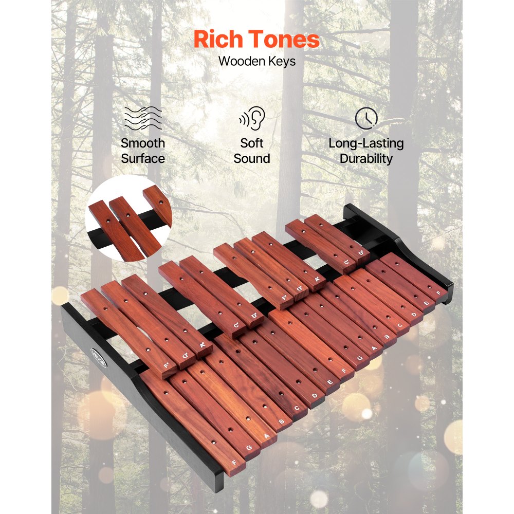 VEVOR Glockenspiel Xylophone, 25 Notes, Wooden Professional Xylophone Percussion Instrument,-$60