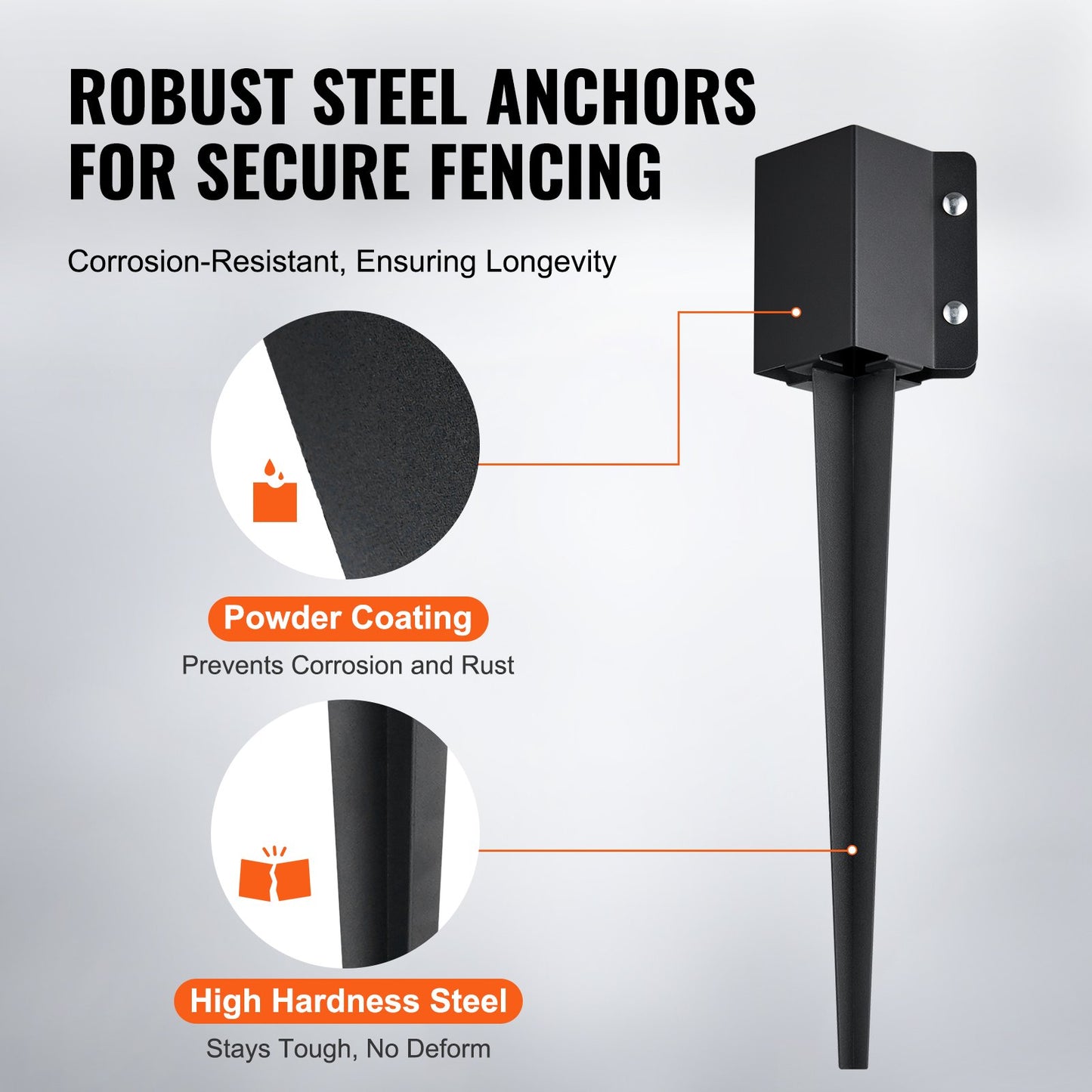 VEVOR Fence Post Anchor Ground Spike, 6 Pack 24 x 4 x 4 In Outer Diameter (Inner3.5 x3.5 In)-$55