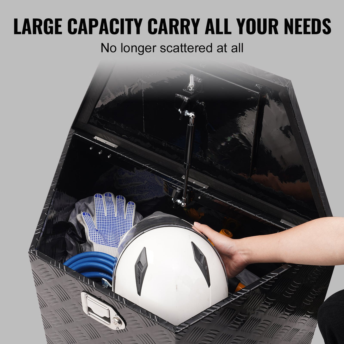 VEVOR Trailer Tongue Box,Aluminum Alloy Diamond Plate Tongue Box Tool Chest,Heavy Duty with Lock & Keys,Utility Trailer Tongue Box for Pickup Truck,RV,Trailer