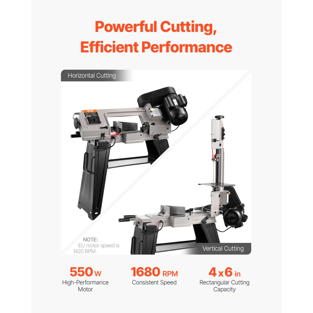 VEVOR Metal Horizontal Band Saw, 4 in x 6 in Rectangular Cutting Capacity, 110V Metal Vertical,-$490
