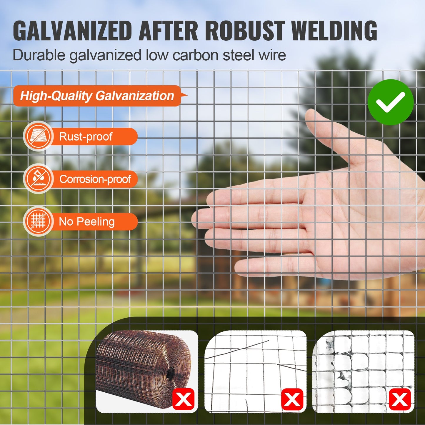 VEVOR Hardware Cloth, 1/2 inch 24in x 100 ft 19 Gauge, Hot Dipped Galvanized Wire Mesh Roll,-$60
