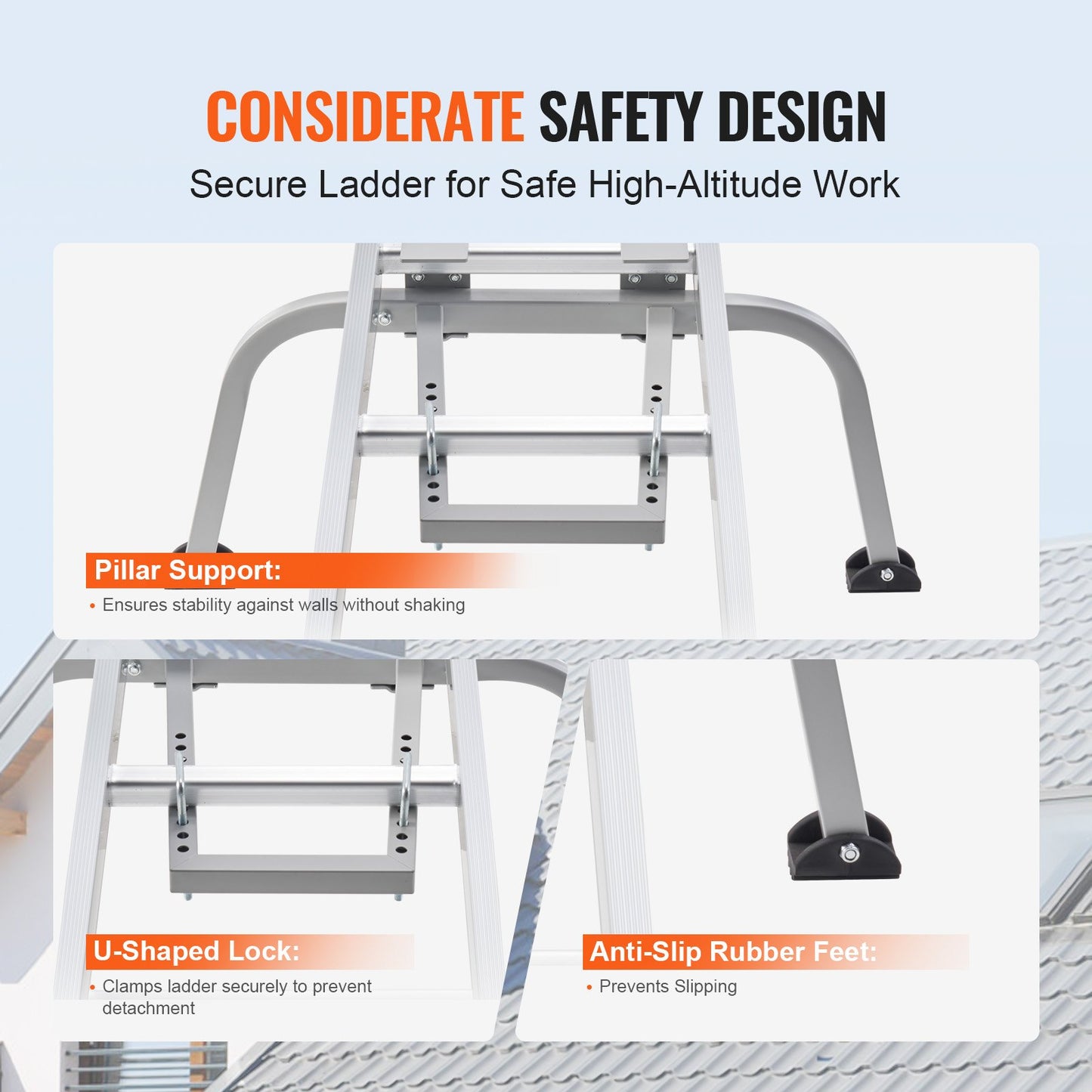 VEVOR Ladder Stabilizer, Heavy Duty Steel Ladder Roof Hook, Ladder Stabilizer with Wing Span,-$45