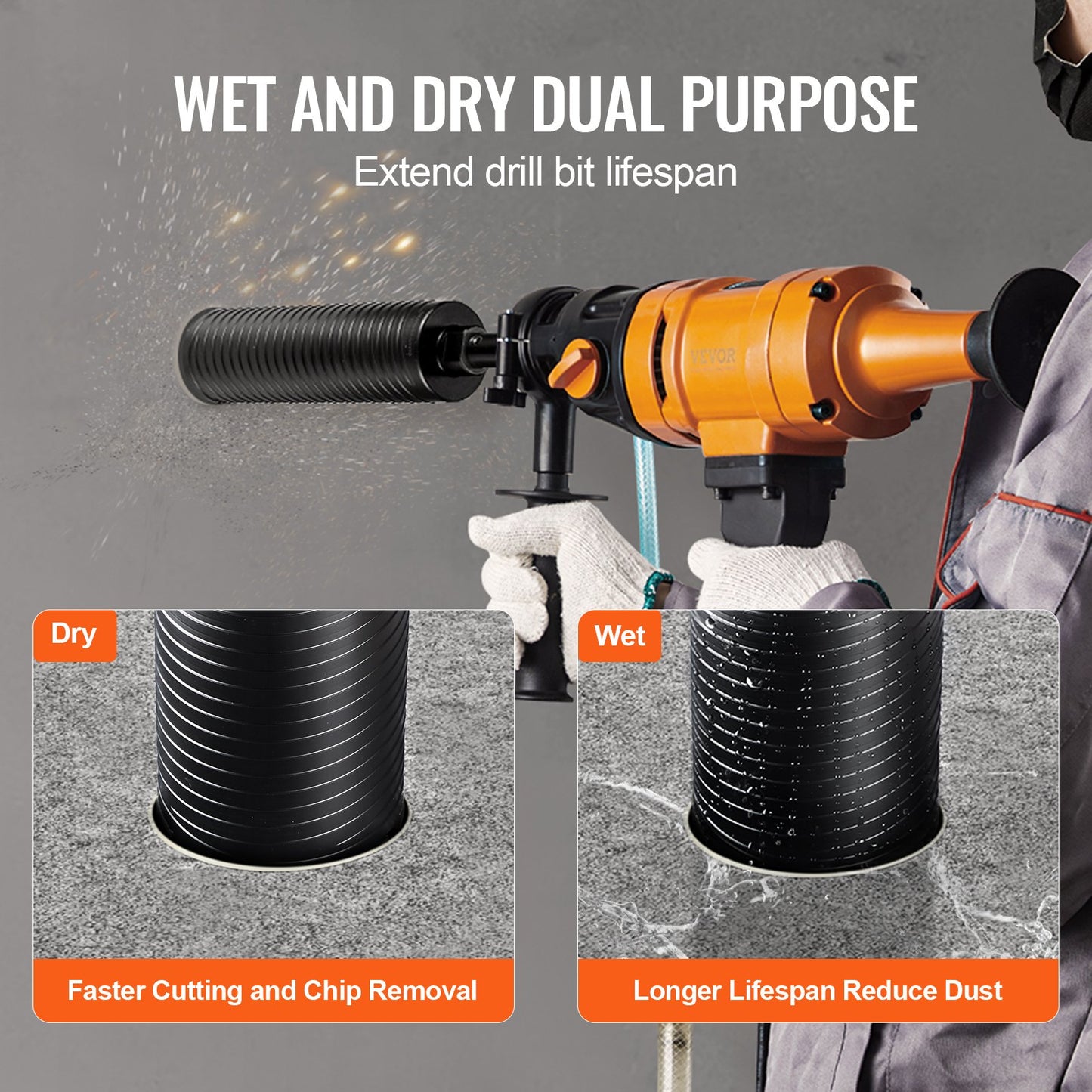 VEVOR Core Drill Bit, 2.5" Wet/Dry Diamond Core Drill Bits for Brick and Block, Concrete Core Drill Bit,-$30
