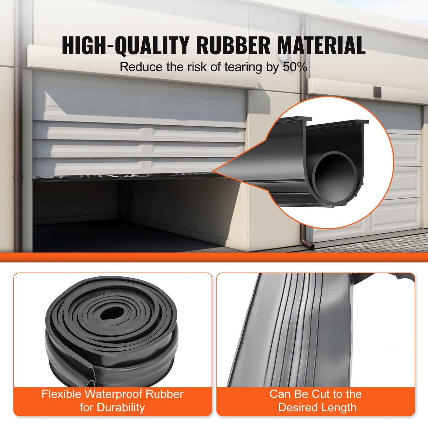 VEVOR Garage Door Seals Bottom Rubber, U Shape +O Ring Combination Garage Door Bottom,-$15