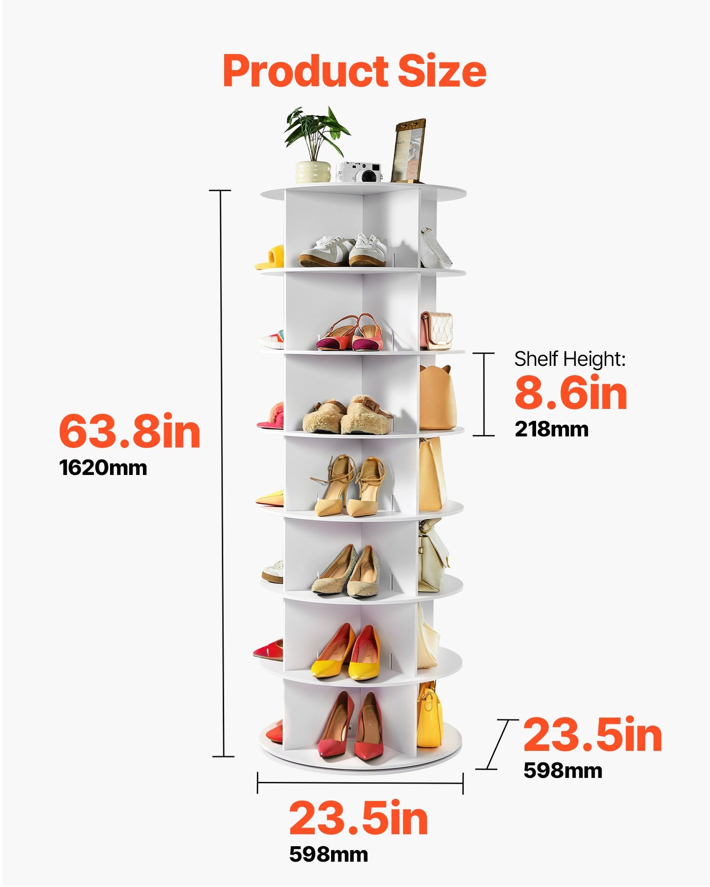VEVOR 7 Tiers Rotating Shoe Rack Tower, 360° Spinning Shoe Rack, Revolving Storage Round Display,-$85