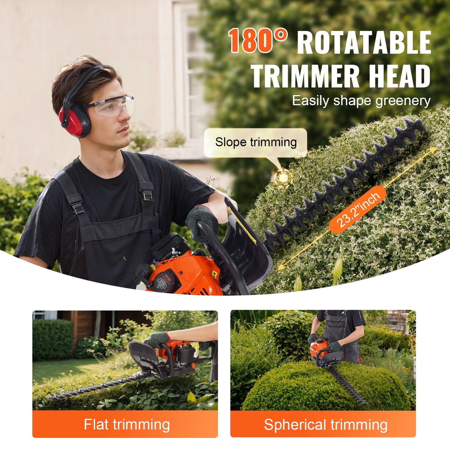 VEVOR 23.2-inch 26CC 2 Cycle Gas Hedge Trimmer, Gas Powered Handheld Hedge Trimmer -$145