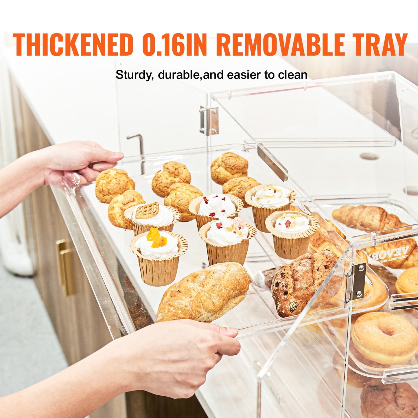 VEVOR Pastry Display Case, 3-Tier Commercial Countertop Bakery Display Case, Acrylic Box,-$90